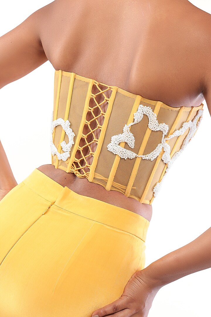 Yellow Natural Crepe Mermaid Skirt Set by Modo Caldo at Pernia's Pop Up Shop