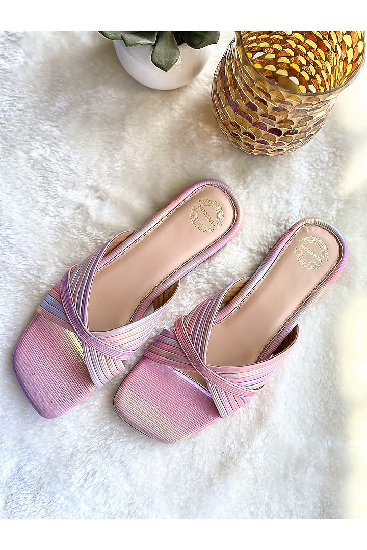 Multi-Colored Artificial Leather Handmade Flats by Modanta at Pernia's Pop Up Shop