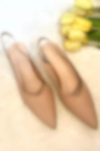 Nude Artificial leather Handmade Pumps by Modanta at Pernia's Pop Up Shop