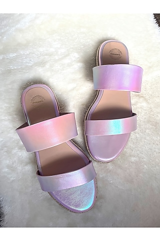 Purple Artificial Leather Handmade Flats by Modanta