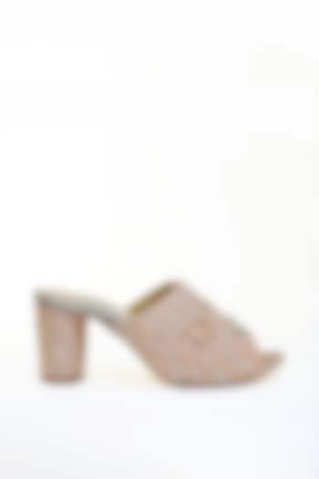 Blush Pink Embroidered Wedges by Modanta