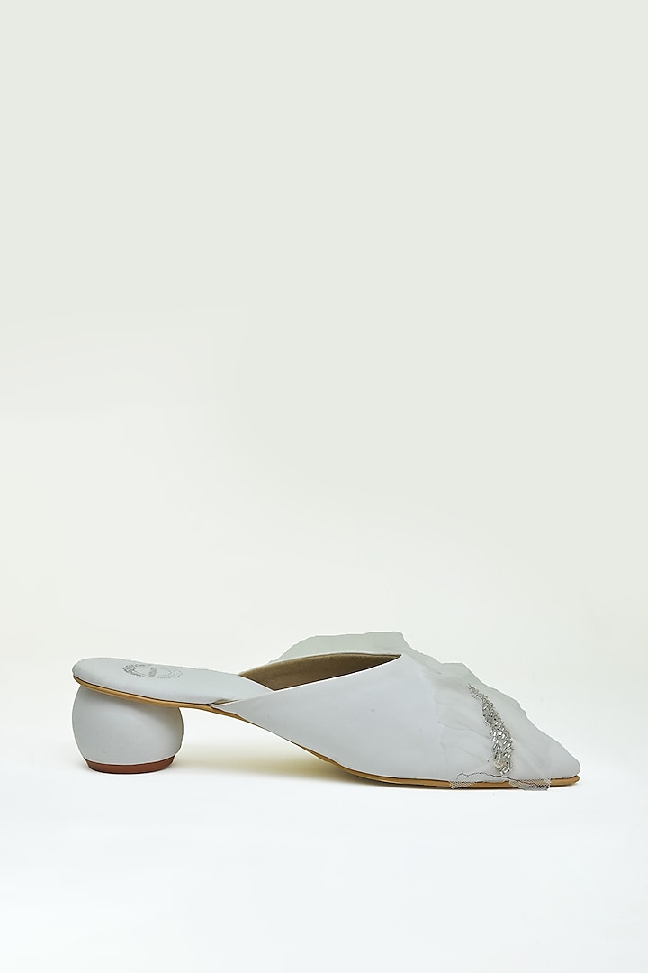 White Embroidered Heels by Modanta