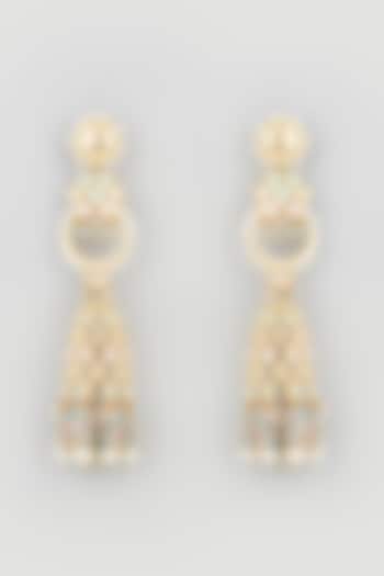 Gold Finish Stone Dangler Earrings by Mine of Design