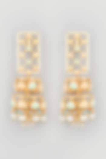 Gold Finish Multi-Colored Stone Dangler Earrings by Mine of Design