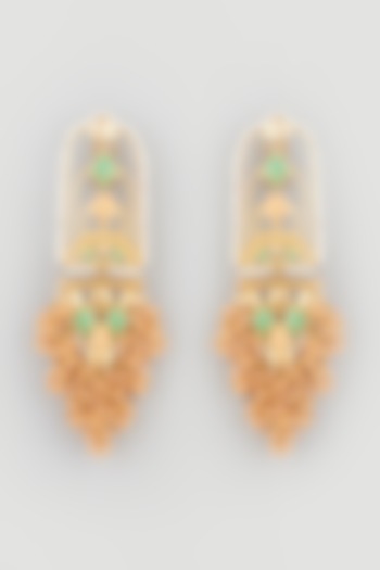 Gold Finish Stone Dangler Earrings by Mine of Design at Pernia's Pop Up Shop