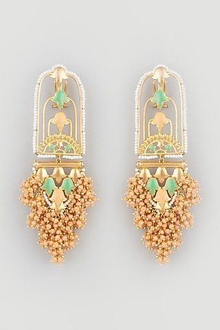 Gold Finish Stone Dangler Earrings by Mine of Design
