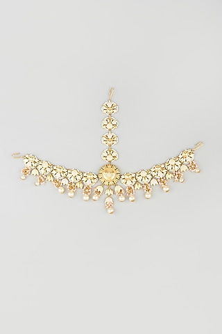 Gold Finish Pearl Mathapatti by Mine of Design