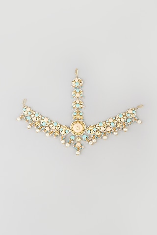 Gold Finish Semi-Precious Stone Mathapatti by Mine of Design