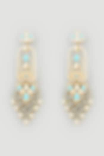 Gold Finish Floral Dangler Earrings by Mine of Design