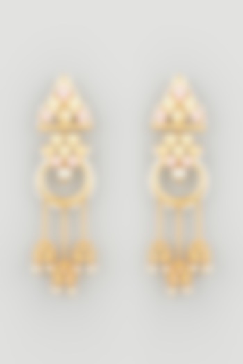 Gold Finish Dangler Earrings With Stones by Mine of Design