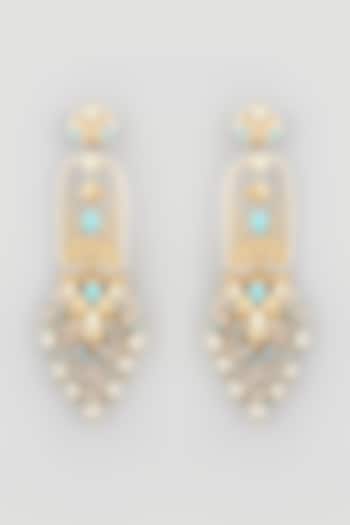 Gold Finish Dangler Earring With Synthetic Stones by Mine of Design