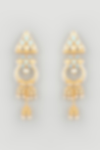Gold Finish Handcrafted Dangler Earrings With Pearl by Mine of Design