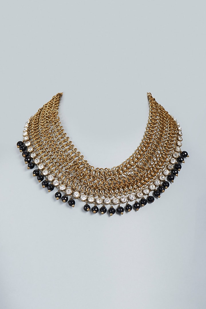 Gold Finish Pearl Necklace by Mine Of Design at Pernia's Pop Up Shop