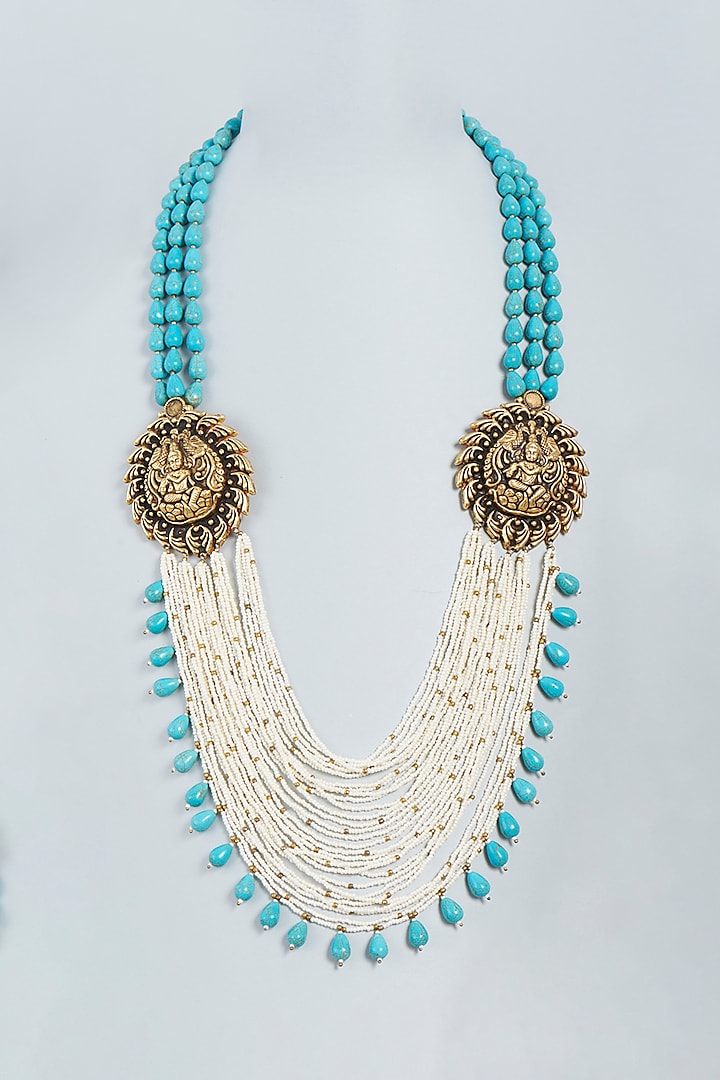 Antique Finish Necklace With Turquoise Stones by Mine Of Design