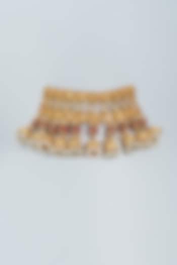 Gold Finish Jadau Beaded Necklace by Mine Of Design