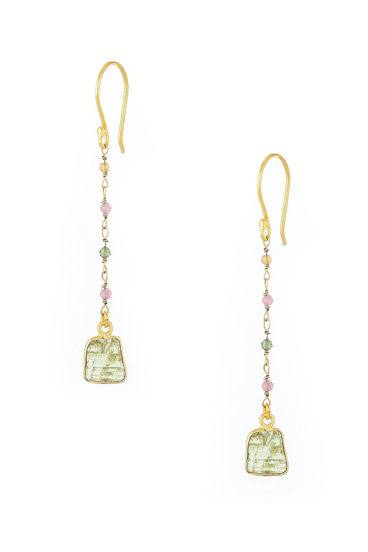Gold Plated Multi-Colored Tourmaline Stone Dangler Earrings by Mine Of Design at Pernia's Pop Up Shop