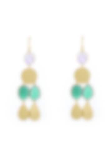Gold Plated Green Onyx Dangler Earrings by Mine Of Design at Pernia's Pop Up Shop