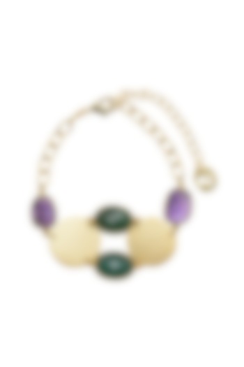Gold Plated Green Onyx & Amethyst Stone Bracelet by Mine Of Design at Pernia's Pop Up Shop