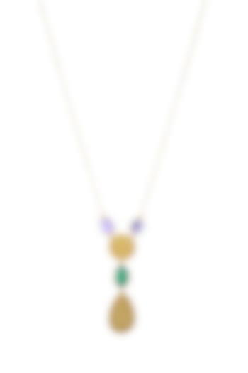 Gold Plated Green Onyx & Amethyst Stone Necklace by Mine Of Design at Pernia's Pop Up Shop