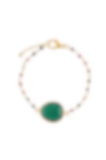 Gold Plated Green Onyx & Multi-Colored Tourmaline Stone Bracelet by Mine Of Design at Pernia's Pop Up Shop