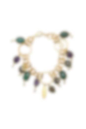 Gold Plated Green Onyx & Multi-Colored Tourmaline Stone Bracelet by Mine Of Design at Pernia's Pop Up Shop