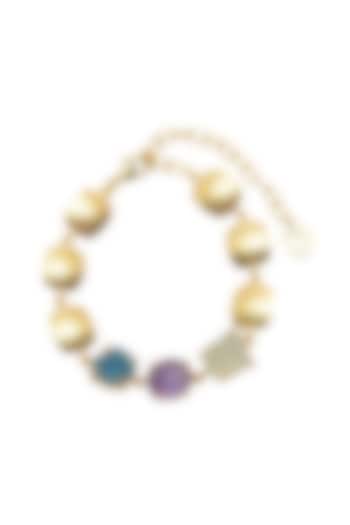 Gold Plated Fluorite & Amethyst Stone Bracelet by Mine Of Design at Pernia's Pop Up Shop