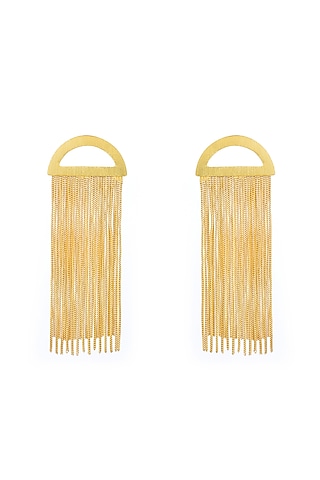 Gold Plated Curtain Dangler Earrings by Mine Of Design