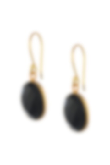 Gold Plated Black Onyx Dangler Earrings by Mine Of Design at Pernia's Pop Up Shop