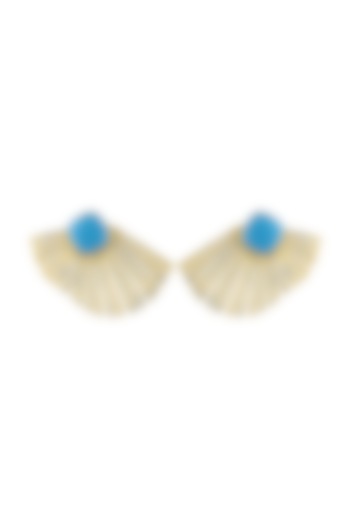 Gold Plated Turquoise Stone Earrings by Mine Of Design at Pernia's Pop Up Shop