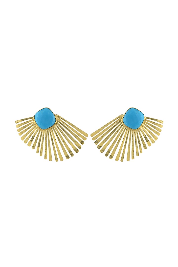 Gold Plated Turquoise Stone Earrings by Mine Of Design at Pernia's Pop Up Shop