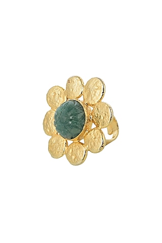 Gold Plated Green Onyx Ring by Mine Of Design