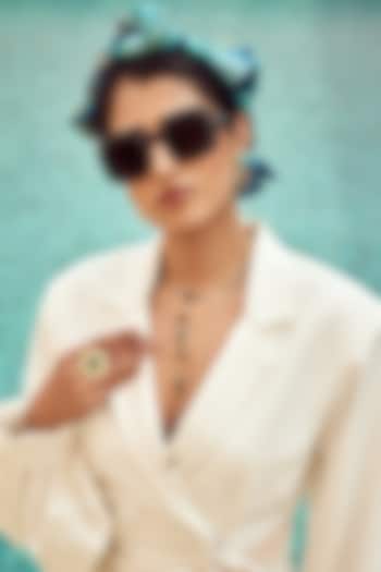 Gold Plated Turquoise & Grey Labradorite Stone Necklace by Mine Of Design at Pernia's Pop Up Shop