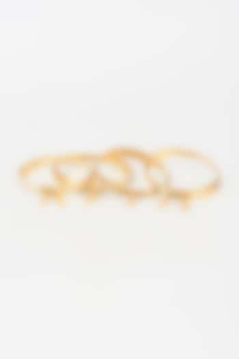 Gold Finish Freshwater Pearl Bangles (Set of 4) by Mine of Design at Pernia's Pop Up Shop