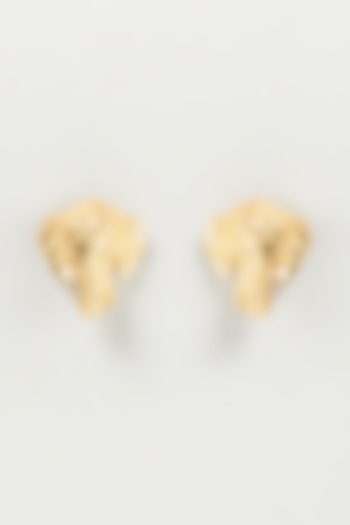 Gold Finish Statement Stud Earrings by Mine of Design