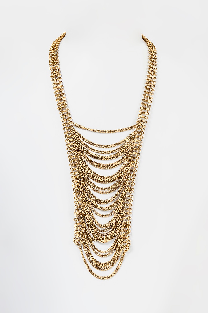 Gold Finish Long Necklace Design by Mine of Design at Pernia's Pop Up