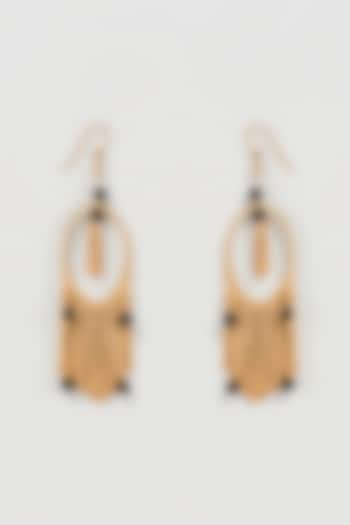 Gold Finish Black Onyx Dangler Earrings by Mine of Design