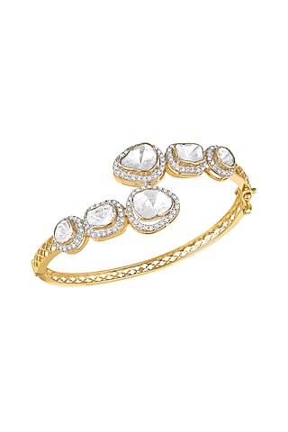 14kt Gold Finish Diamond & Kundan Polki Bracelet by Mohar Fine Jewellery