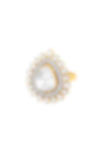 14kt Gold Finish Kundan Polki & Diamond Ring by Mohar Fine Jewellery at Pernia's Pop Up Shop