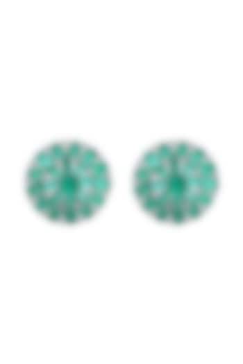 18kt Gold Finish Diamond & Emerald Stone Stud Earrings by Mohar Fine Jewellery at Pernia's Pop Up Shop