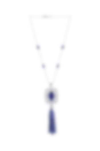 18kt Gold Finish Diamond & Tanzanite Stone Pendant Necklace by Mohar Fine Jewellery at Pernia's Pop Up Shop