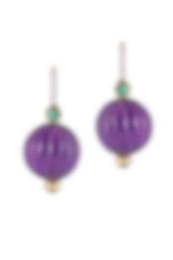 14kt Gold Finish Diamond & Amethyst Dangler Earrings by Mohar Fine Jewellery at Pernia's Pop Up Shop