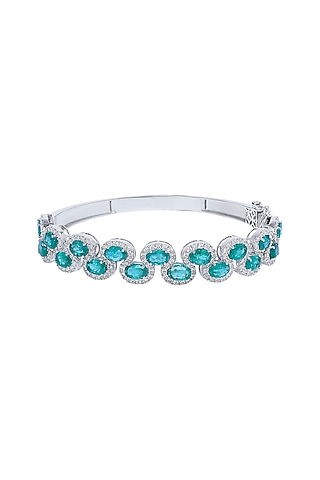 18kt Gold Finish Diamond & Emerald Bracelet by Mohar Fine Jewellery