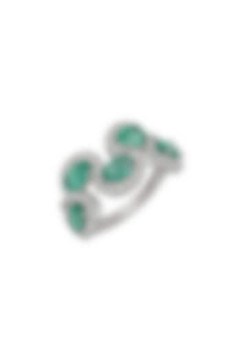 18kt Gold Finish Emerald & Diamond Ring by Mohar Fine Jewellery at Pernia's Pop Up Shop