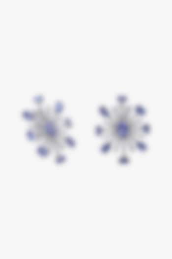 18kt Gold Finish Diamond & Tanzanite Stud Earrings by Mohar Fine Jewellery at Pernia's Pop Up Shop