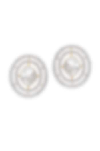 18kt Gold Finish Diamond & Kundan Polki Stud Earrings by Mohar Fine Jewellery at Pernia's Pop Up Shop