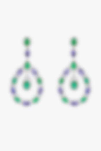 18kt Gold Finish Diamond & Emerald Stone Dangler Earrings by Mohar Fine Jewellery at Pernia's Pop Up Shop