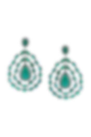 18kt Gold Finish Diamond & Emerald Stone Dangler Earrings by Mohar Fine Jewellery at Pernia's Pop Up Shop