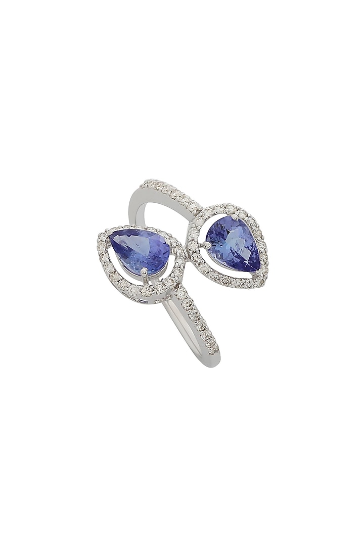 18kt Gold Finish Diamond & Tanzanite Ring by Mohar Fine Jewellery at Pernia's Pop Up Shop