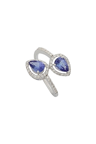 18kt Gold Finish Diamond & Tanzanite Ring by Mohar Fine Jewellery