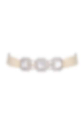18kt Gold Finish Diamond & Pearl Choker Necklace by Mohar Fine Jewellery at Pernia's Pop Up Shop